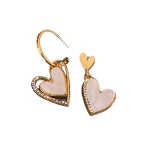 Asymmetrical Rhinestone Heart Drop Earrings